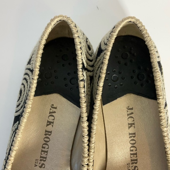 Jack Rogers Flats Black Fabric Upper Tan Cord Wrapped Design Leather Soles - Picture 13 of 16